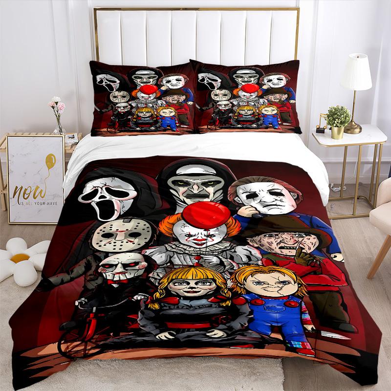 3pcs Horror Movie Characters Bedding Set. Soft and Comfortable with No Core Included (1x Duvet Cover + 2x Pillow Covers) yy251031091