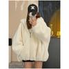 New Imitation Rabbit Fur Jacket Sweater Cardigan Women's Loose Plush Top Hooded Cotton Top Women's
