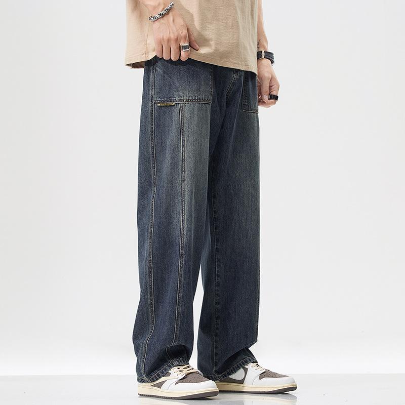 New Spring and Summer Jeans Workwear Trendy Loose Straight High Street American Men's Teenagers