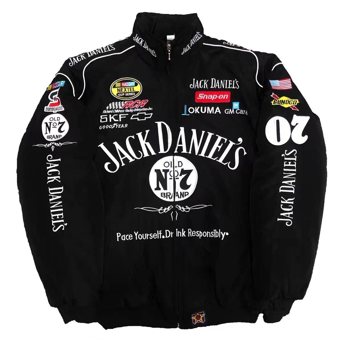 

Вышитый гоночный костюм F1: Трендовая мотоциклетная экипировка в ретро европейском и американском стиле, хлопковая куртка на осень/зиму, повседневное пальто Large