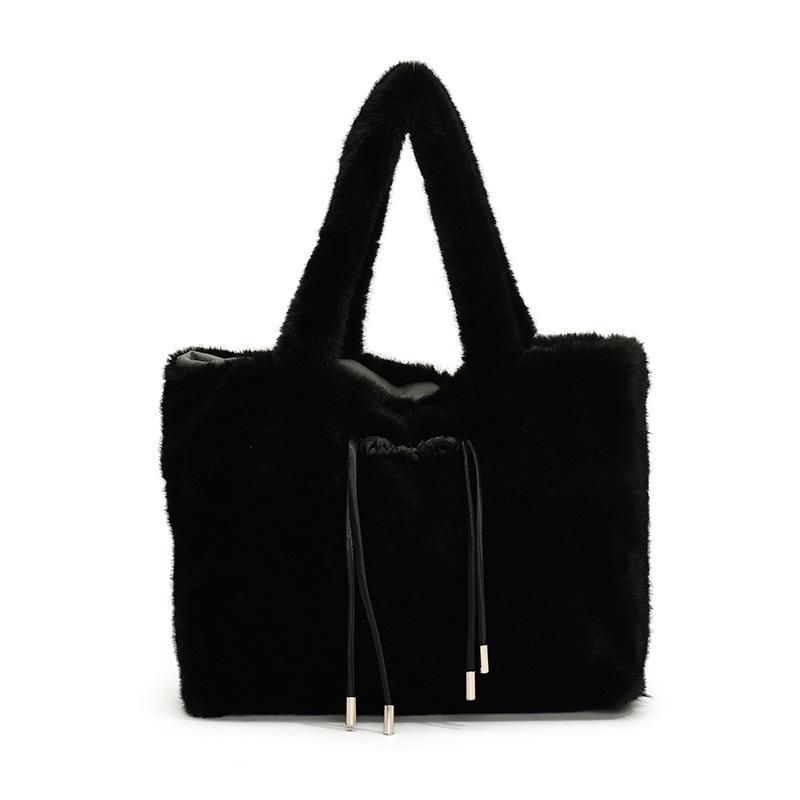 Autumn and Winter Plush Big Bag Women's Autumn and Winter New Fashionable Versatile Handbag Casual Cute Fluffy Tote Bag