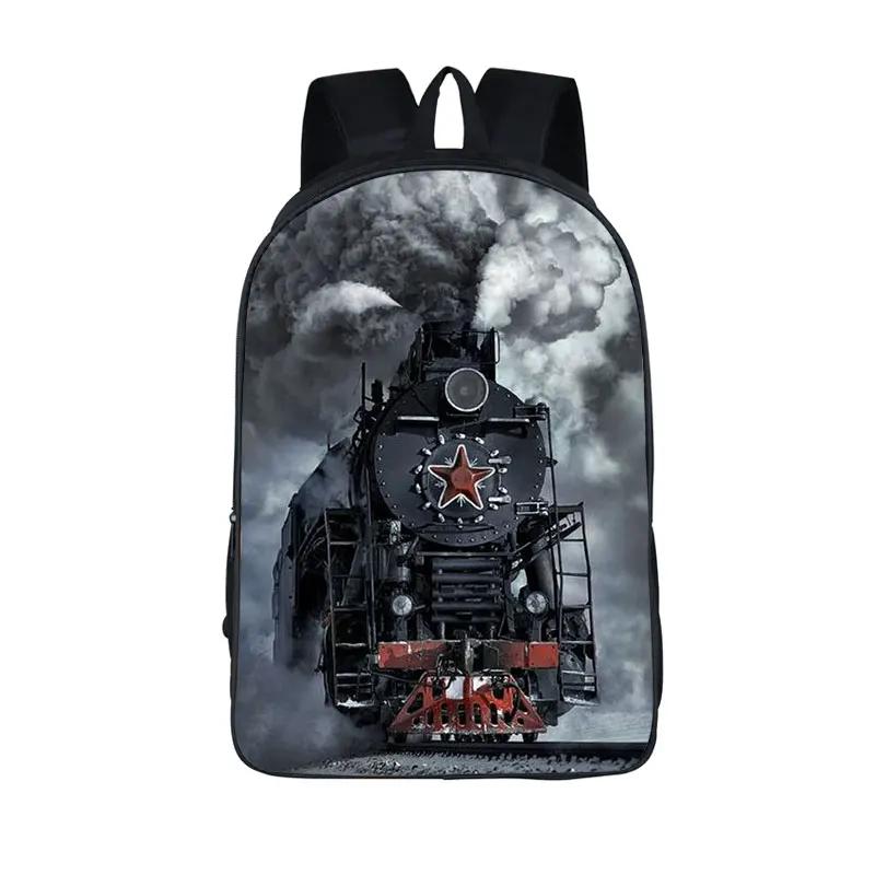 Old-fashioned Steam Train / Locomotive Pattern Backpack for Teenager School Bags Women Rucksack Travel Student Book Bags Gift