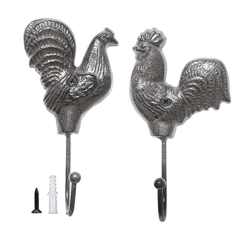 Decorative Iron Chicken Hook For Wall With Functional Storage Space Unique Animal Theme Entryway Hanger for Coat Key