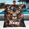 Custom Deer Fleece Blanket Personalized Name Forest Animal Print Throw Soft Warm All Season Bedding Gift For Hunting Lovers