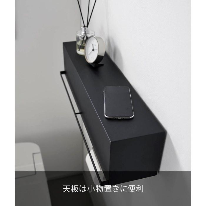 Yamazaki Tower Wall-Mounted Toilet Storage Black W60xD15.7xH14.6cm (with Drywall Screws)