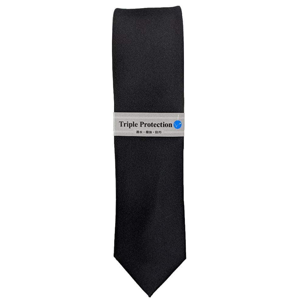 Formal Tie, Black, Silk, Satin, Plain, Suitable for Funerals, Wakes, Memorial Services, Formal Occasions, Water-repellent, Oil-repellent,