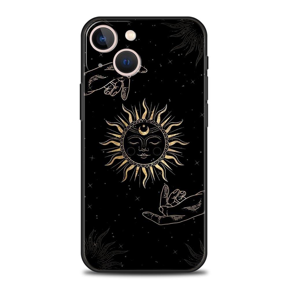 Funny Sun Moon Angel Eyes Luxury Phone Case For iPhone 11 14 15 Pro MAX 12 13 Mini 7 8 Plus X XR XS SE Shockproof Cover Funda