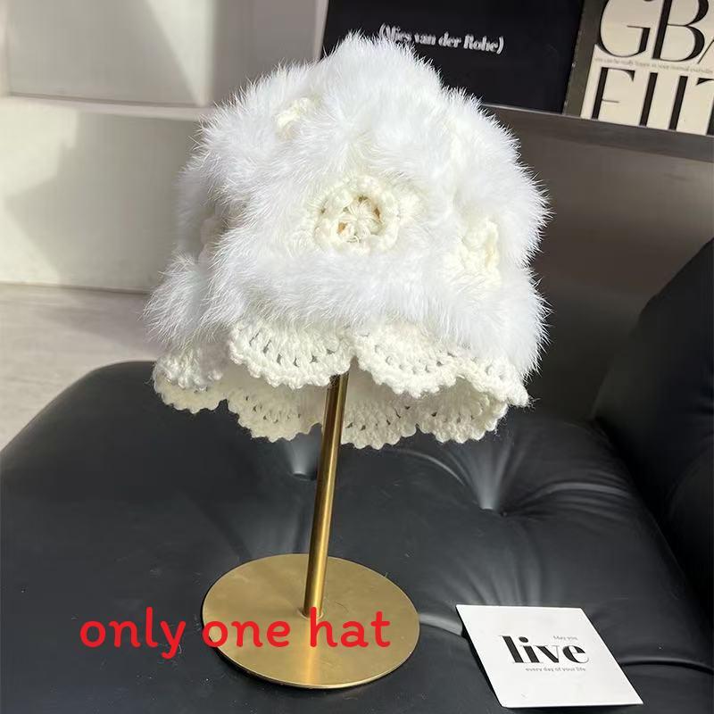 Cartoon Style Wool Beanie With Plush Fur Material And Adjustable Fit For Casual Wear