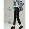 Women's High Waist Slimming Black Cigarette Jeans - Spring 2025 Collection, Stretch Cropped Straight Leg Pants