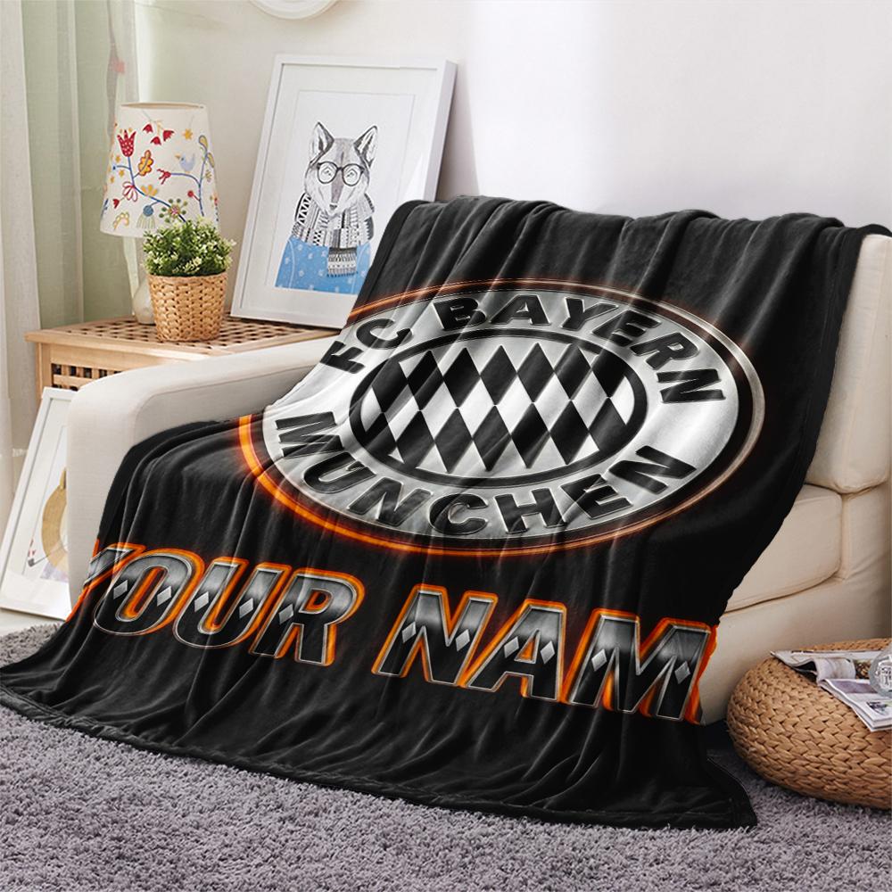 1PC Custom Name Bayern Munich Patterned Flannel Blanket Suitable For All Seasons for Home Decor Warmth and Comfort Gifts Holiday Present
