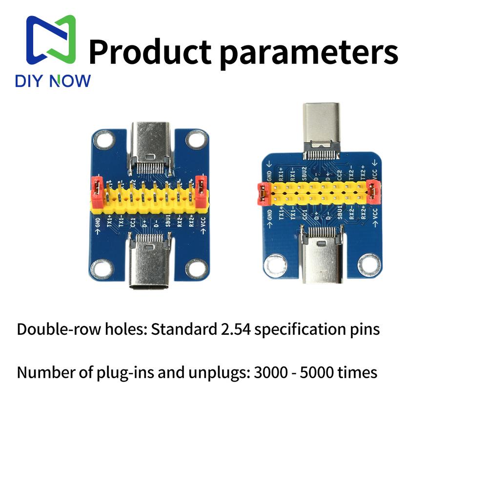 USB 3.1 Type‑C Male To Female Breakout Board 2.54mm Pin Header USB‑C Test Module For Hardware Circuit Debug Signal Verification