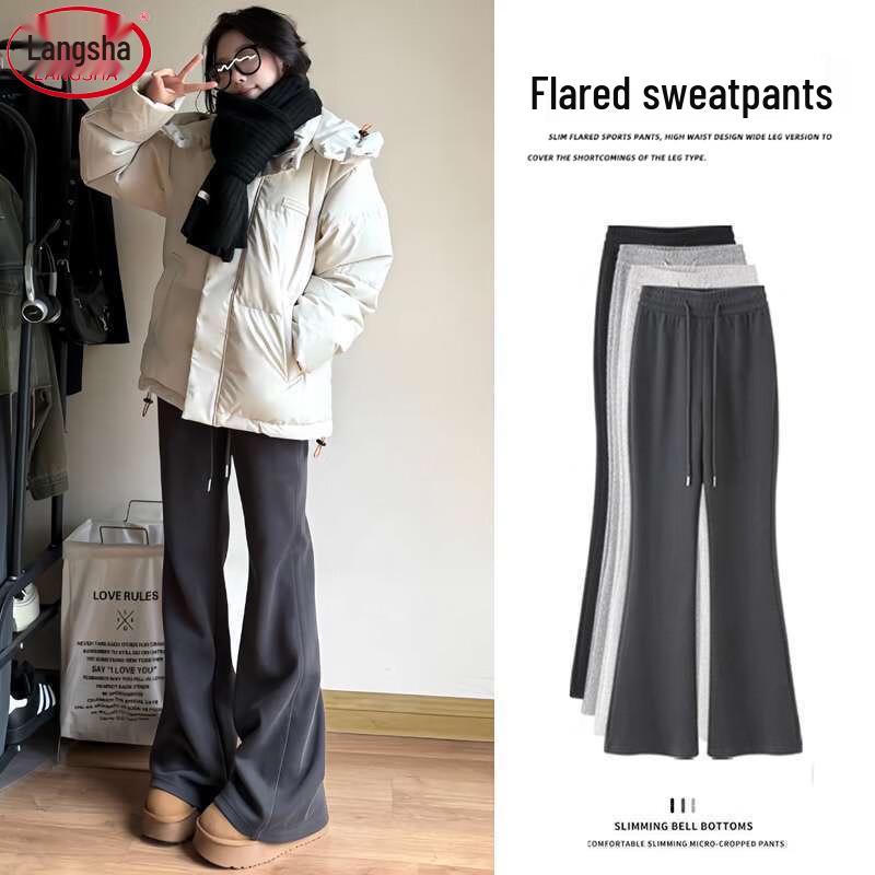 

Women s High-Waist Fleece-Lined Flared Sweatpants L