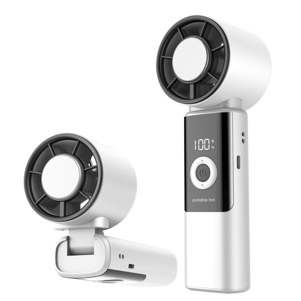 

Digital Display Portable Handheld Fan Adjustable Personal Cooling Fan Outdoor Use белый