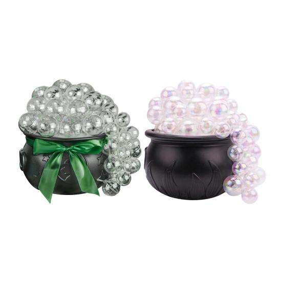 Yousheng Glowing Witch's Cauldron Set DIY Light-Up Bubbling Cauldron Black Plastic Witch Bowl with Ball for Halloween Indoor Decoration