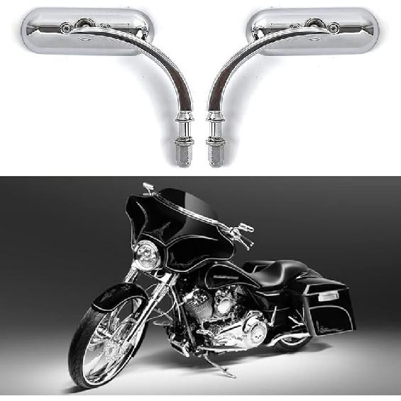 Chrome Oval Shape Motorcycle Mirrors,Upgrade Rearview Motorcycle Mirrors Compatible with Harley Road King Softail Street Glide Electra Dyna And More
