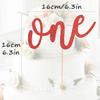 First Birthday Cake Topper - Red Glitter One Cake Decorating Supplies for Girls and Boys, Perfect for Baby Shower/Gender Revealing Party/Baby Party