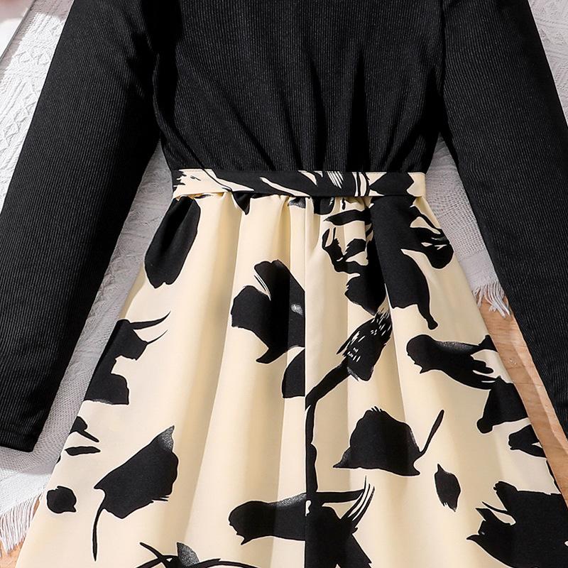 Girls Dress 7-12 Years Old Children's Clothing Spring and Autumn Dress New Casual Skirt Loose Skirt Long-sleeved Shirt Skirt