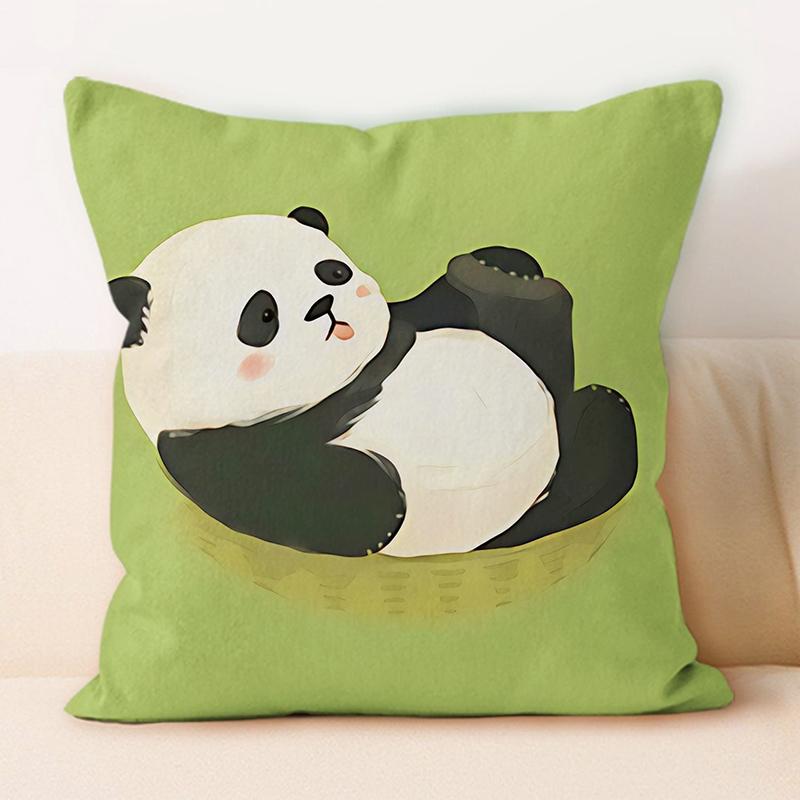"Cute Panda Riding Rubber Duck Throw Pillow Cover"