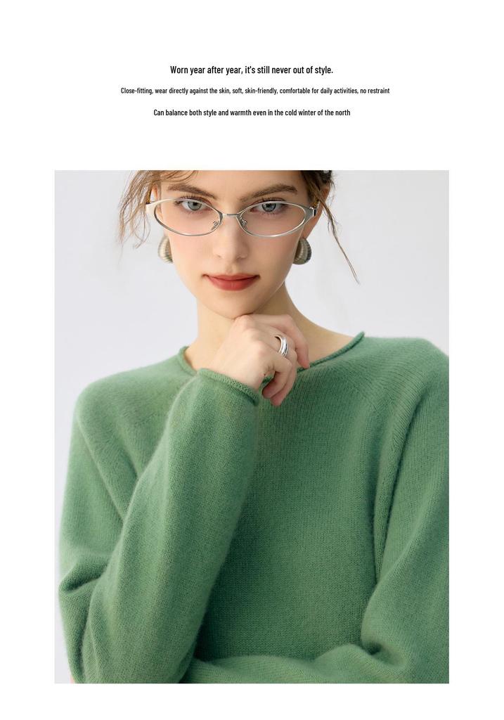 Women's Cashmere Round Neck Pullover - Loose Fit Autumn/Winter Knitwear