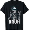Cool Bruh Skeleton Rock On Halloween Men Teens Boys Kids T-Shirt