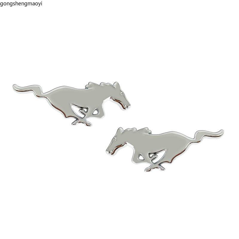 Car Styling 2 Pieces 3 D  Metal Stickers Horse Racing Logo Car Side Badge Trunk Decal Suitable for Ford Mustang Shelby GT 350 500 Cob