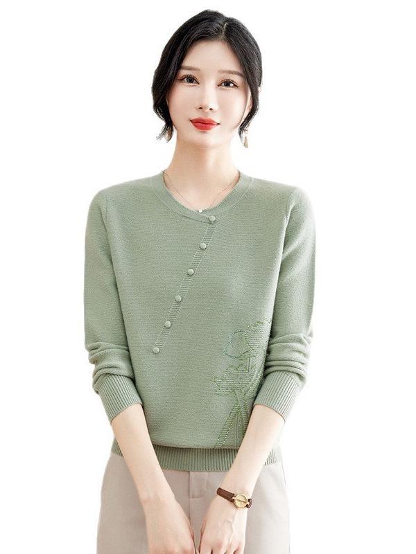 2026 Autumn/Winter Plus Size Knit Tops for Mothers, Base Layer Shirts for Middle-aged & Elderly Women, Wedding Banquet Sweaters