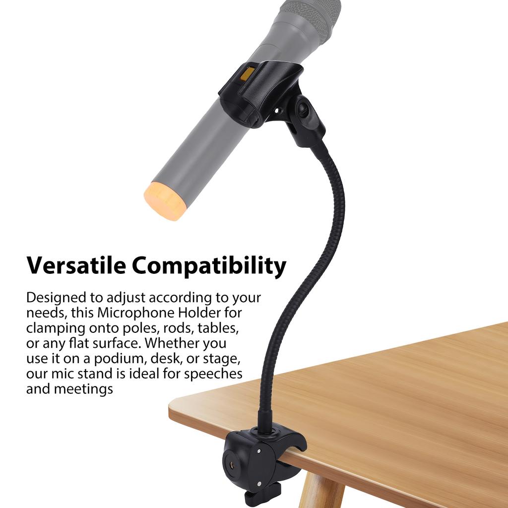 Mic Stand Microphone Stand Flexible Gooseneck Arm Clamp Holder Adjustable Clip Base for Desk Table Tripod Stable Mounting