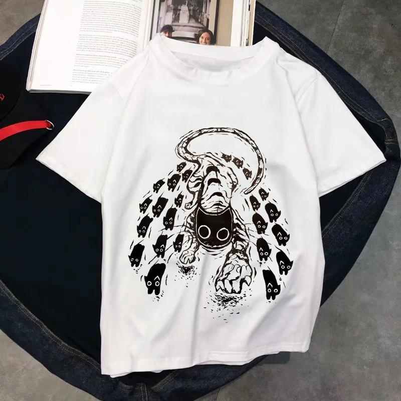 Kawaii T Shirts Women Cat New Tops Female Tshirt Loose Tshirt Summer Tee White Tshirts Round Neck Oversized T Shirt
