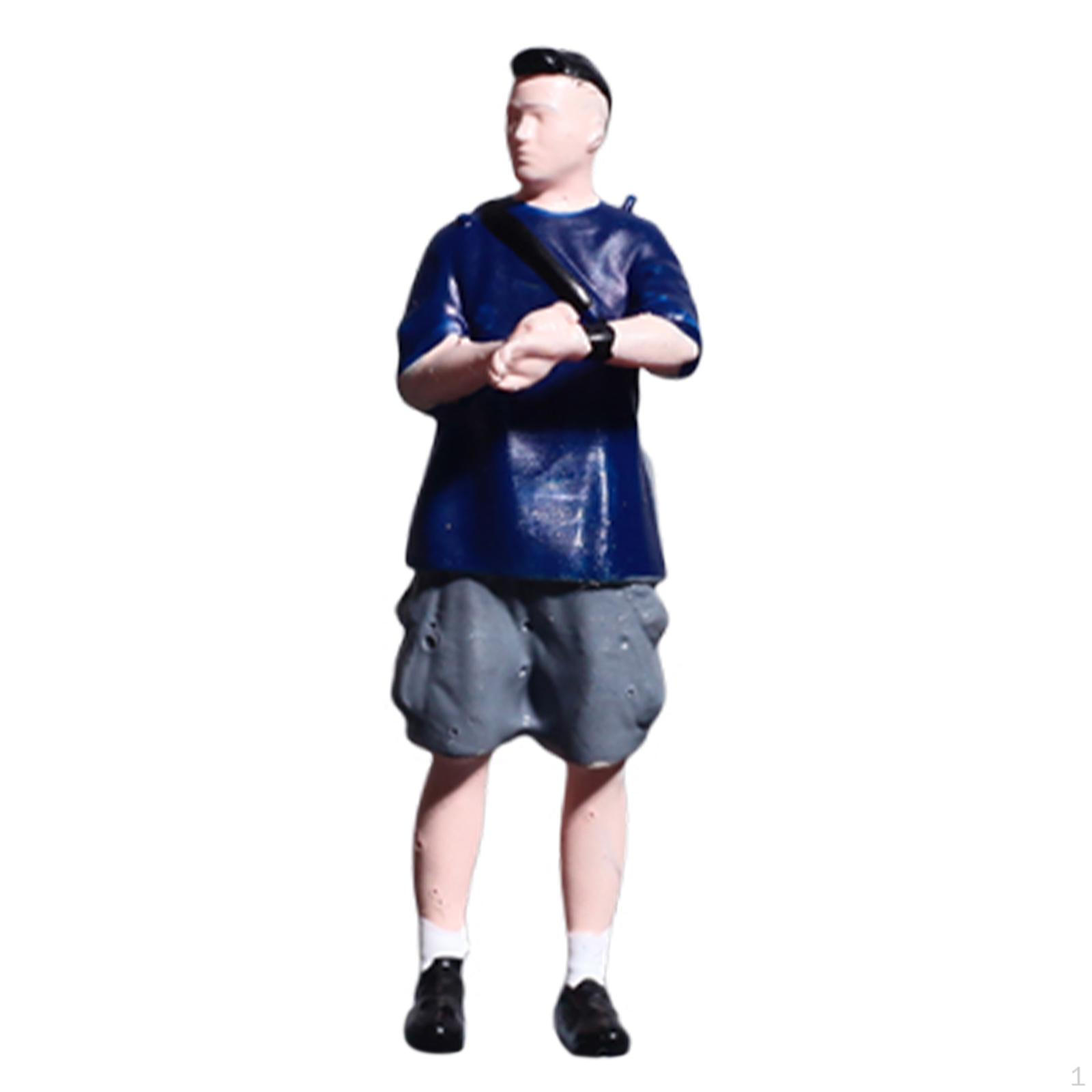 

1/64 Miniature Figure for Diorama And Collections, Dollhouse Accessories, Small Human Man Blue