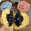 Elegante Karoblumen-Klaue Mode Pferdeschwanz-Haarnadeln Spangen Haiklammer Strand-Haarspange Für Damen Haarschmuck Neu