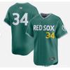 Maglia da Baseball Boston Red Sox Green City Connection Edizione Limitata con Numeri Ricamati 2 11 16 34