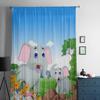 Lustige Elefanten-Cartoon-Vorhänge für Wohnzimmer, Kinder, Schlafzimmer, Tüllvorhänge, Küche, Fenster, Behandlungsvorhänge