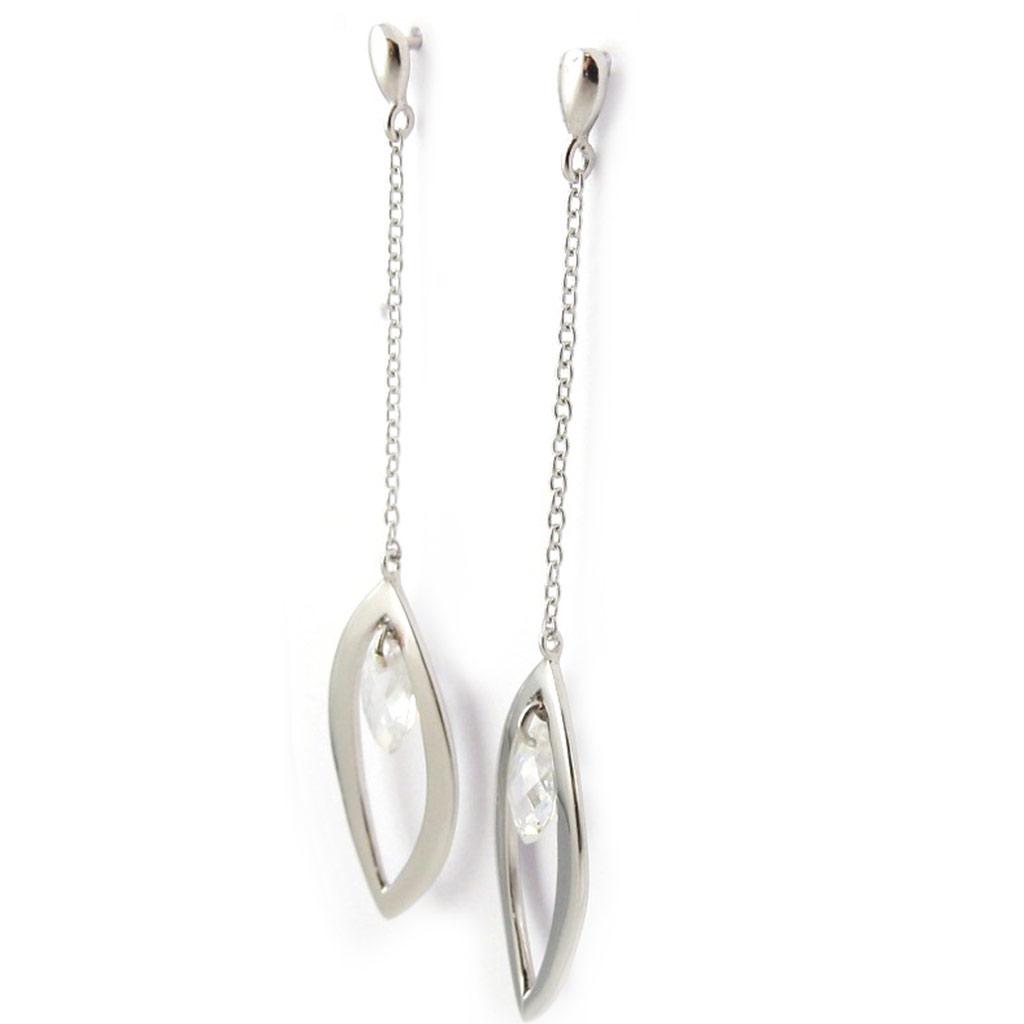 Les Trésors De Lily [L7674] - Boucles Argent 'Sissi' blanc argenté (rhodié) - 60x12 mm