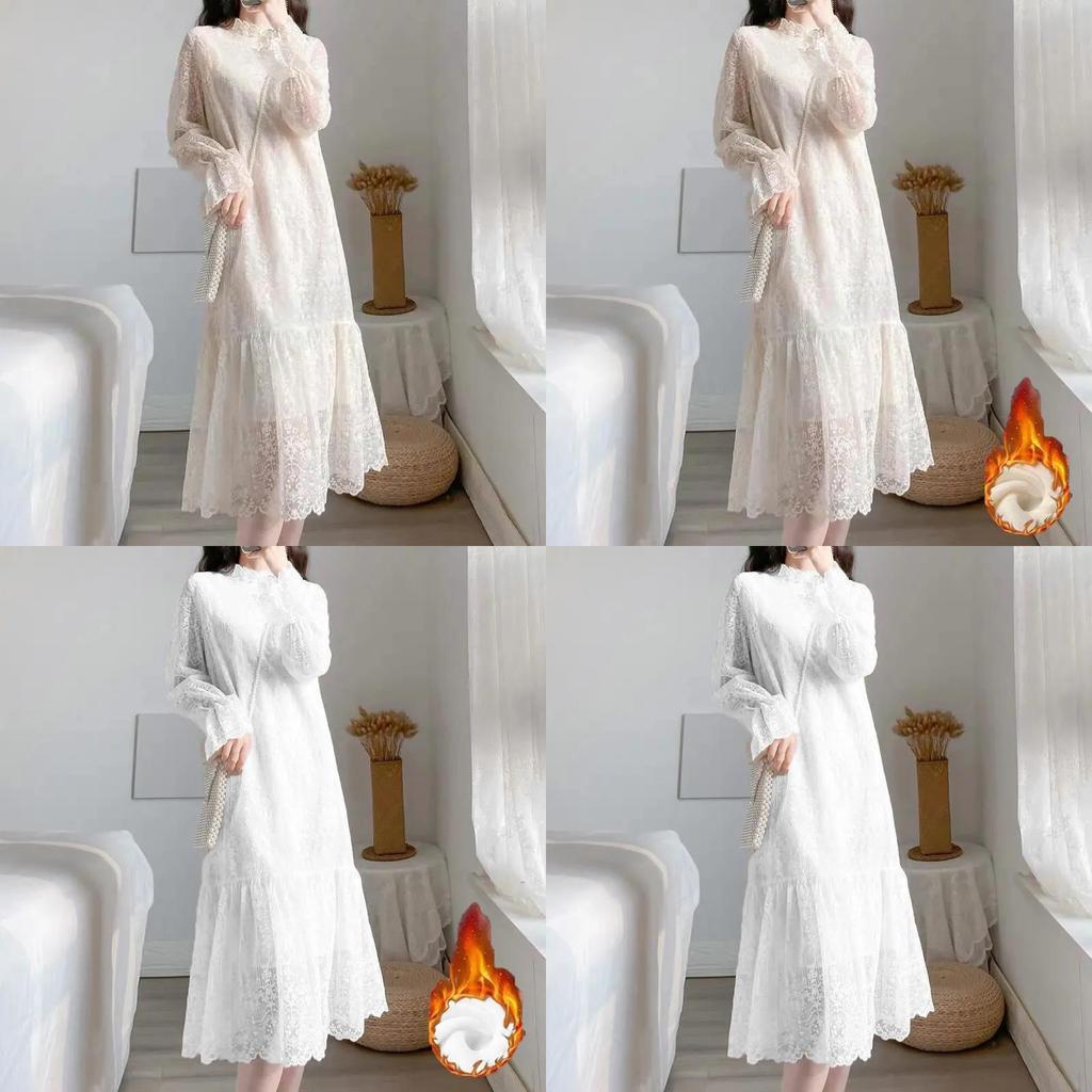 Spring 2025 Lace Bodycon Dress With Long Sleeves For Plus Size Women
