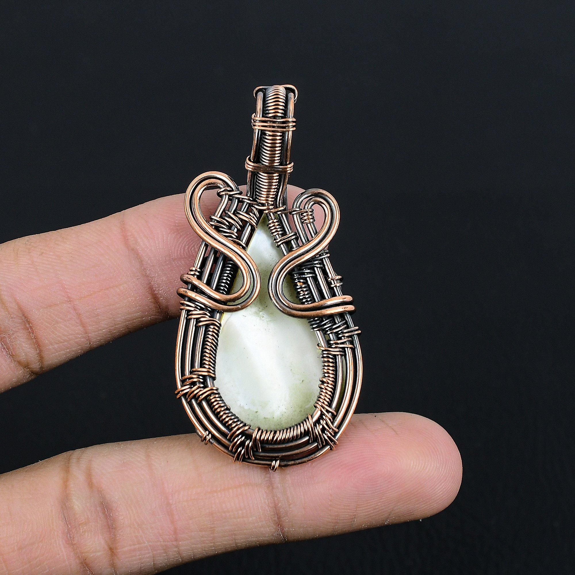 

Mother of Pearl Pendant, Gemstone Pendant 925 Solid Sterling Silver Pendant, Handmade Jewelry Anniversary Gift 2.55 Inches