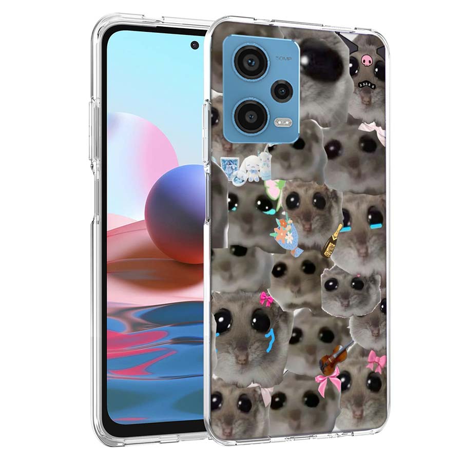 Funny Sad Hamster Meme Phone Case For Redmi Note 13 12 14 15 Pro Plus 13R 11 11T 11E 11S 10 Pro 10S 9 9S Cover Cell Clear TPU Ca