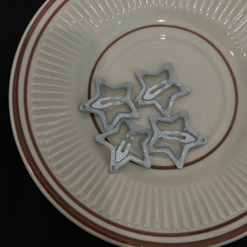 2Piece Star Snap Hair Clip Non-slip Metal Hair Barrettes Hair Accessory for Women Girls Fashion Star Hairpin for Kids