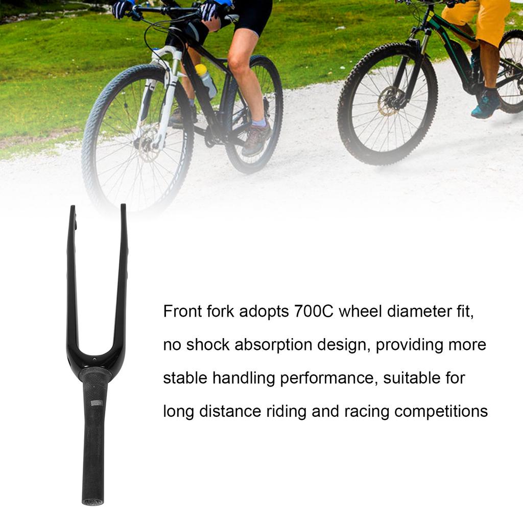 Garfo Dianteiro de Carbono para Ciclismo de Estrada 700C Sem Amortecimento para Eixo Passante Acessório de Garfo Rígido Preto