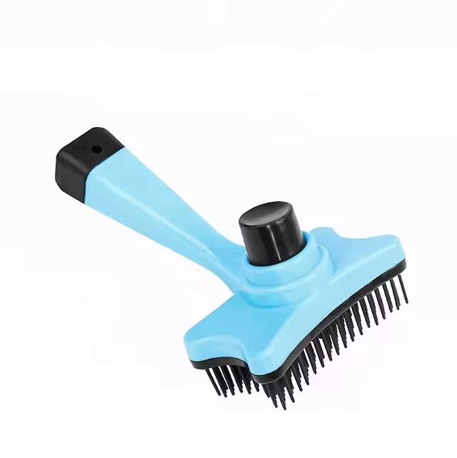 Manufacturer Comfortable Grooming Comb Self-clean Plastic Handle Pet Hair Fur Remover Brush