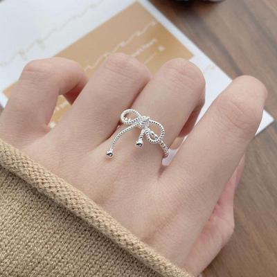 Geometric Adjustable Open Bow Ring for Women: Fashionable Index Finger Jewelry