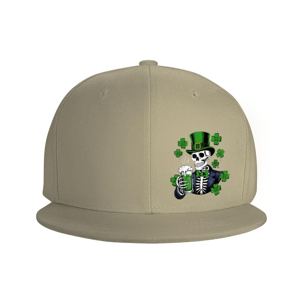 Skeleton Leprechaun Drinking Beer St Patricks Day Snapback Cap Adjustable Baseball Hat for Adults