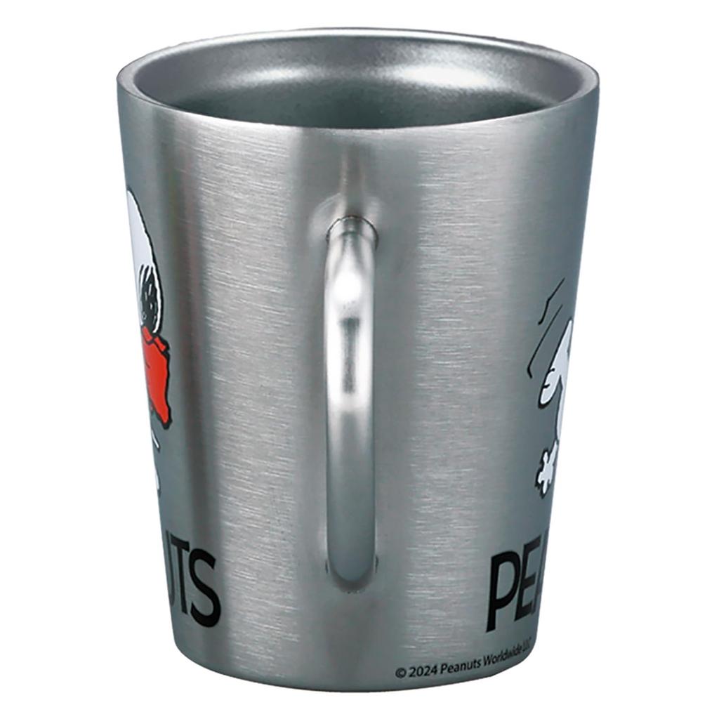 "PEANUTS" Snoopy Double-Walled Stainless Steel Mug, 360ml, Approx. 9 x 11cm, Keeps Drinks at Temperature, Cools Down Easily, Ribbon Design, Snoopy Goo