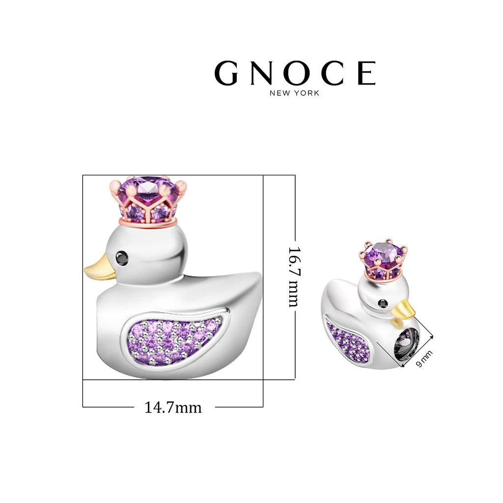 GNOCE Peacock Charm 925 Sterling Silver Rose Gold Emerald Amethyst Bracelet Bead Luxury Jewelry