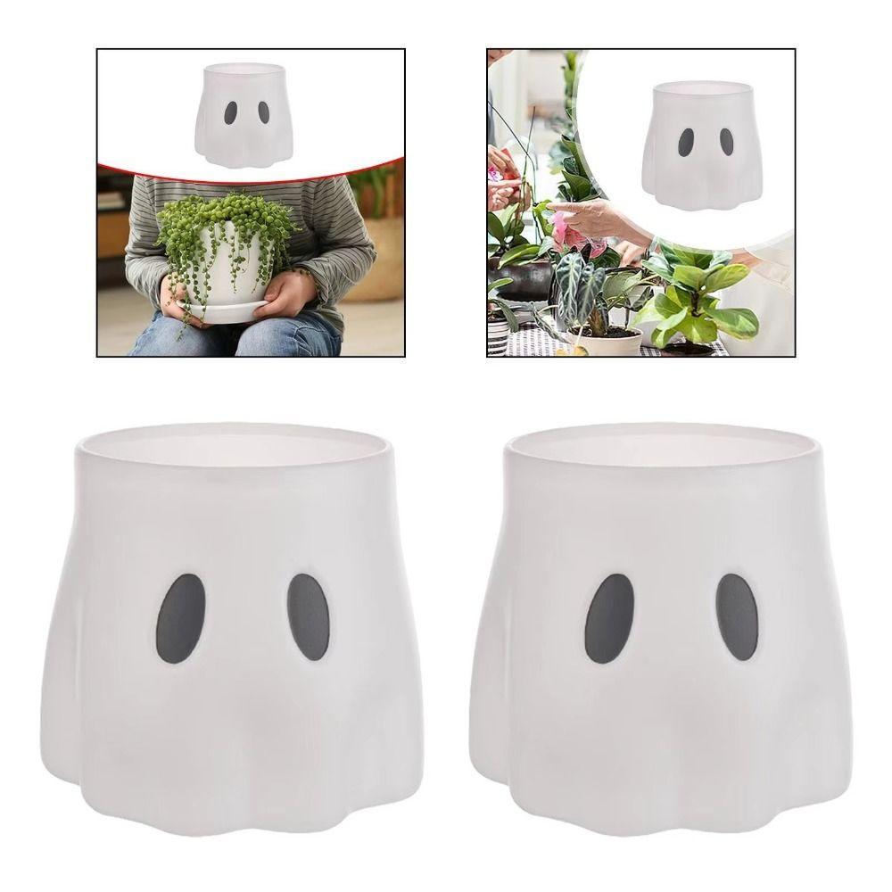 Durable Plastic Halloween Ghost Bucket Ghost-Themed Candy Bowl Ghost Planter  Home Decor