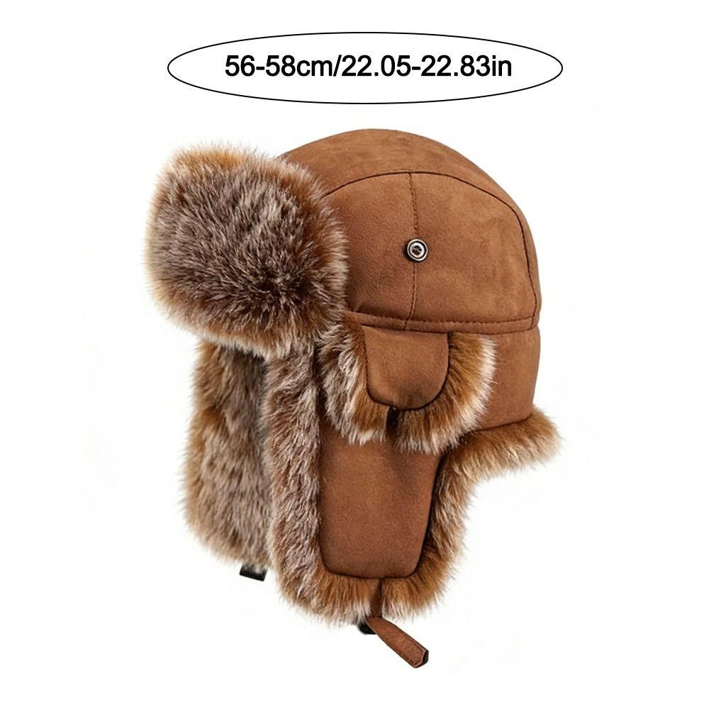 New Warm Bomber Hats Windproof Imitation Faux Fur Faux Fur Earflap Ski Cap Winter