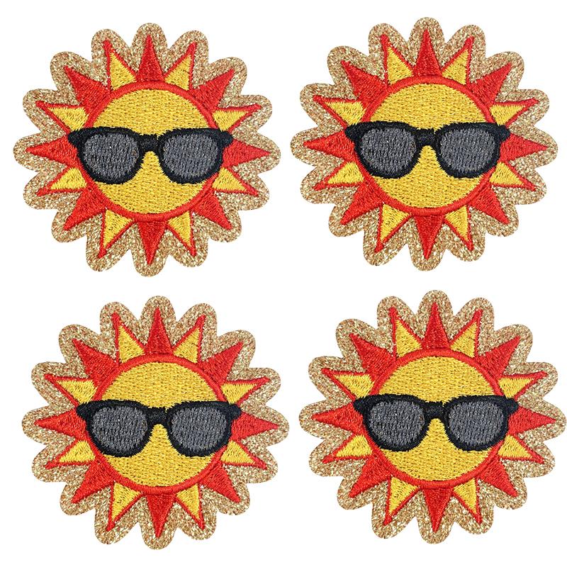 10pcs Cartoon Sequins Watermelon Fruit Drink Embroidered Patches Shells Coconut Trees Patch Clothes Decoration Sew Applique Diy