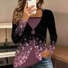 Tops for Women  Floral Print Long Sleeve Fake Two‑Piece Top Fall Casual Slim Pullover Women's Long Sleeve Top