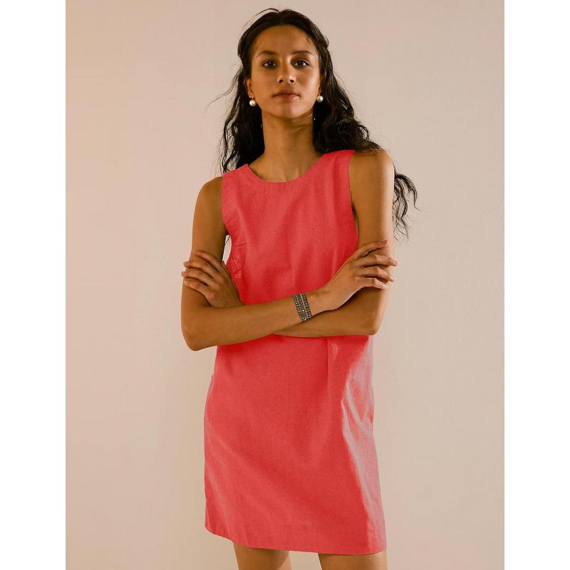 2026 summer new linen dress round neck backless slim and thin sleeveless vest skirt women S