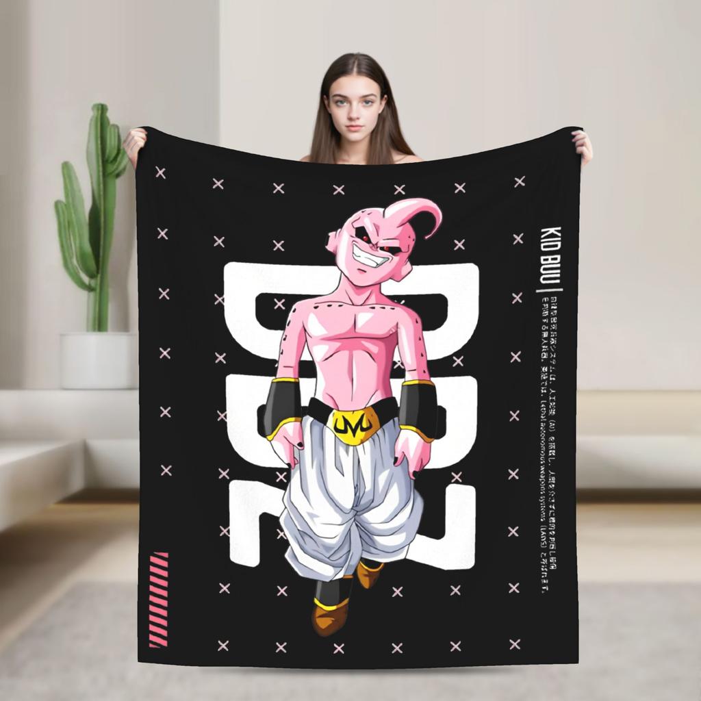DBZ Blankets Coral Fleece Plush Decoration Kid Buu Multi-function Super Warm Throw Blankets for Bedding Car Rug Piece