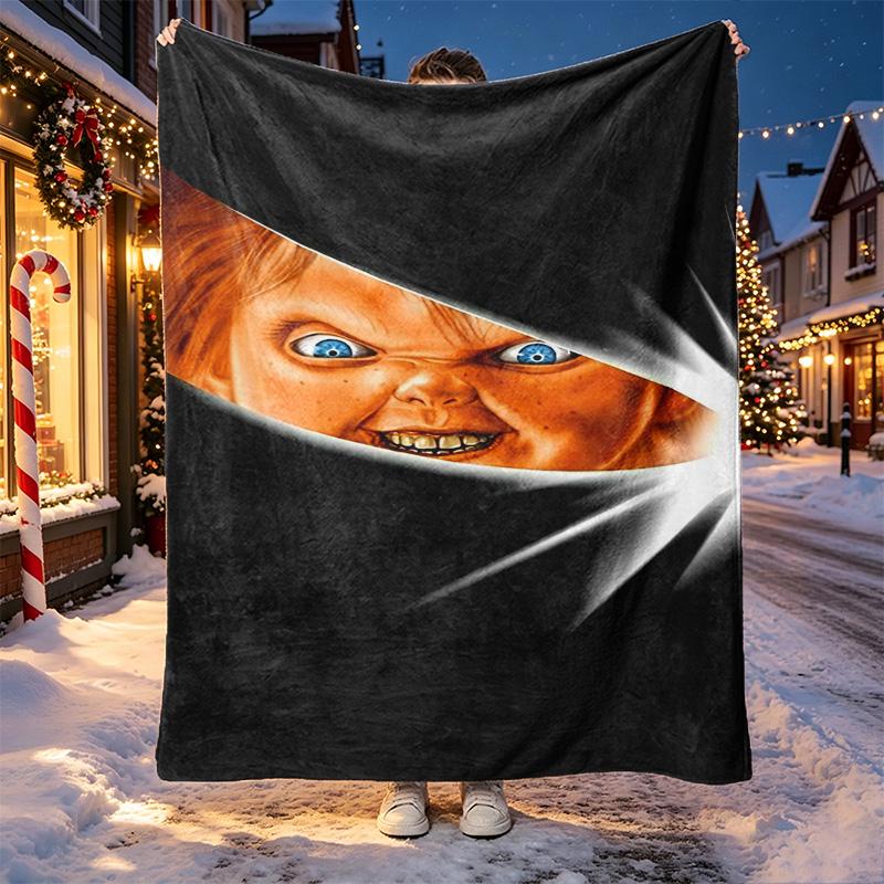 Chucky Pattern Blanket for Home Decoration, Bed, Sofa, Car Travel, Camping, Suitable for All Seasons, Birthday Christmas Gift